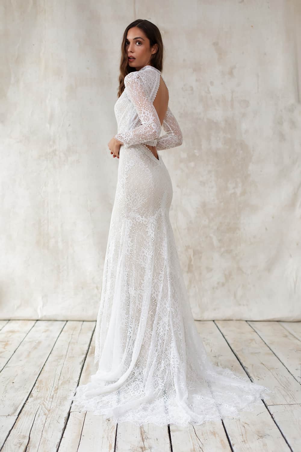 Vintage Lace Wedding Dresses With Sleeves | Leah | Bridal Vintage Lace Wedding Dresses With Sleeves | Leah | Bridal