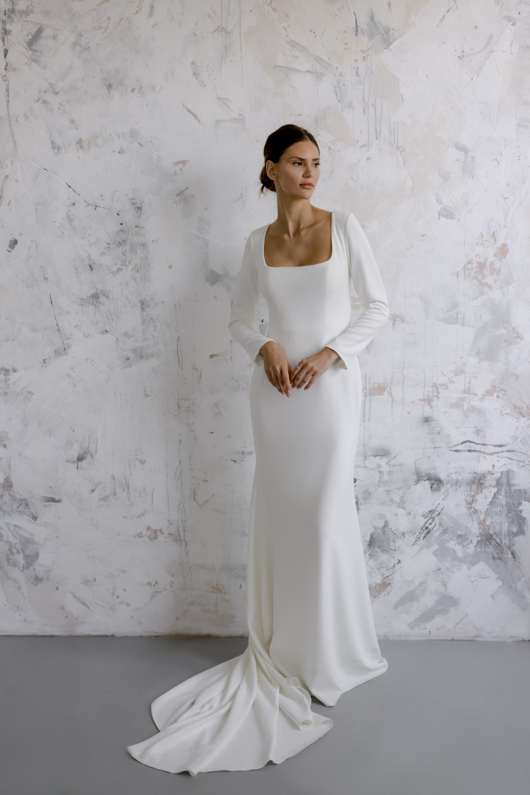 Silvia elegant simple wedding dress with sleeves - Love Spell Design Silvia elegant simple wedding dress with sleeves - Love Spell Design