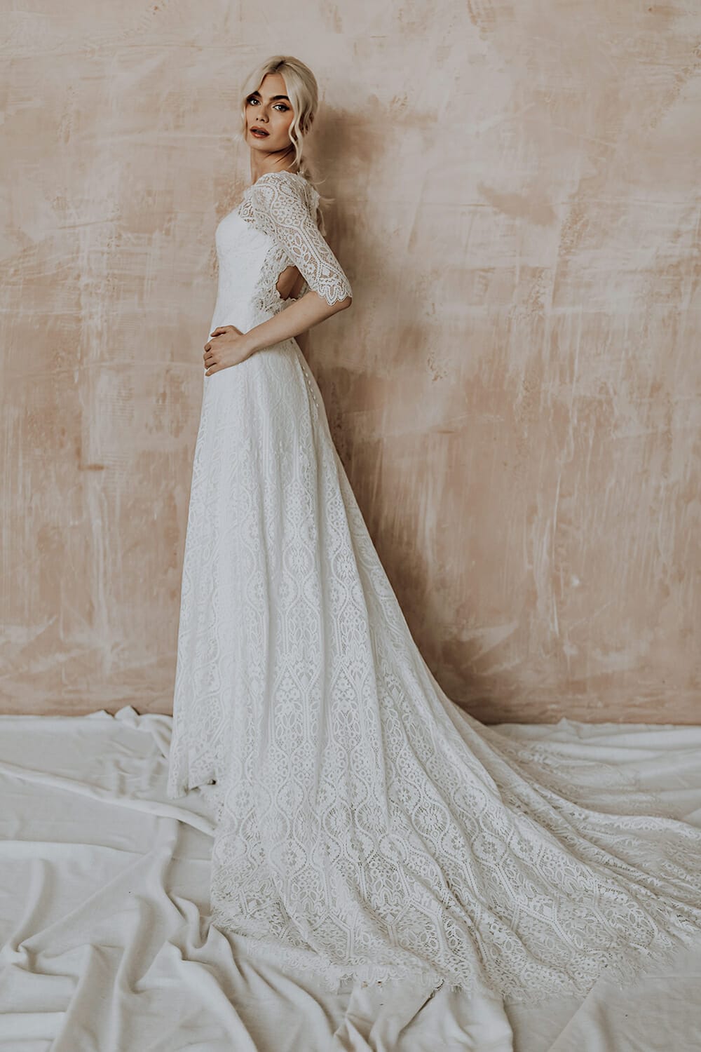 Kimberly modest wedding dress with long sleeves - Wedding Dresses - Love  Spell Design