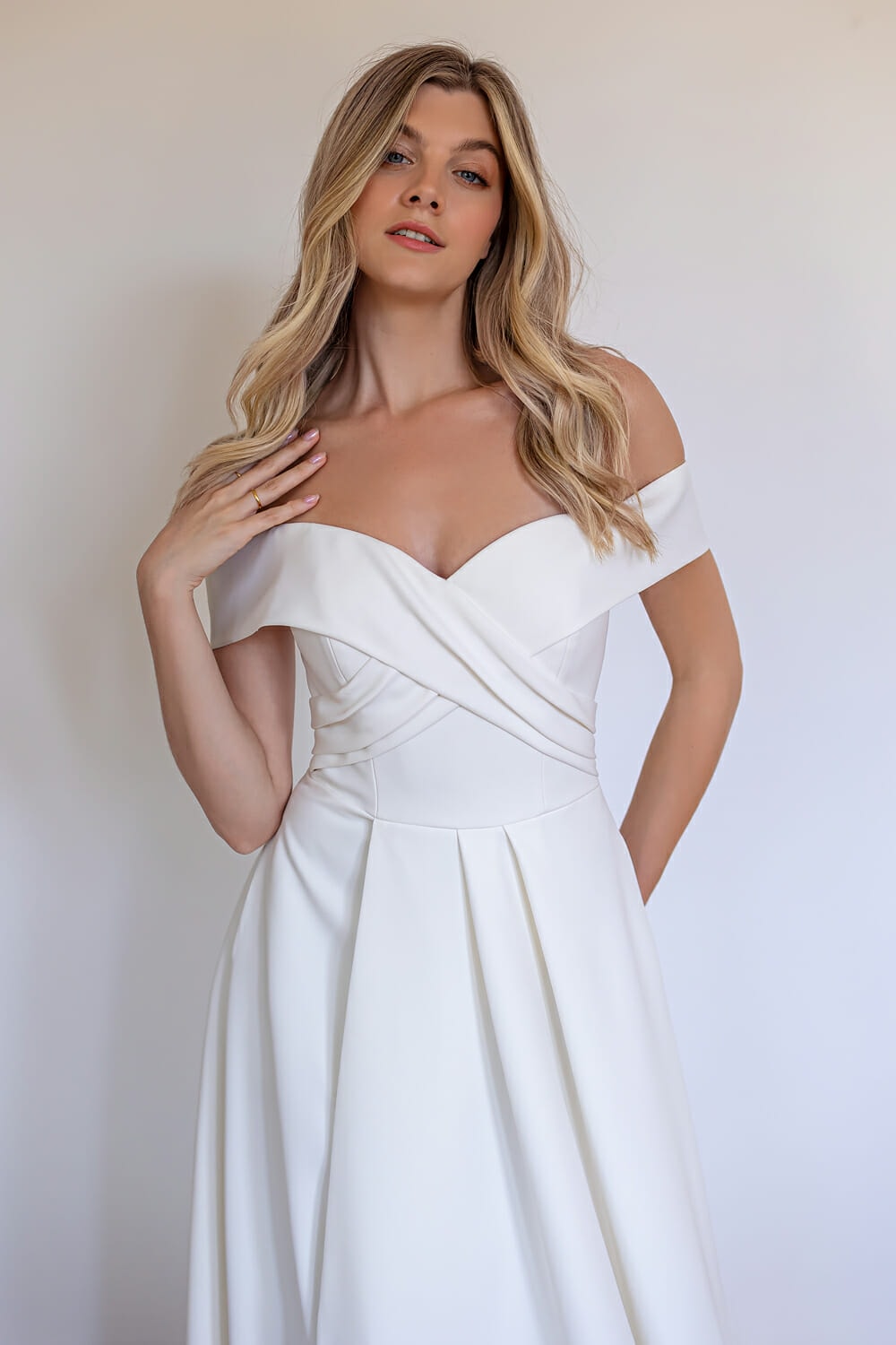 Kayla simple off the shoulder wedding dress Love Spell Design Bridal Shop Near Me Wedding Dress Shops London Wedding Dresses Lace Wedding Dress Lace Boho Wedding Dresses Boho Wedding Dress Boho Dress Wedding Wedding Dress Summer