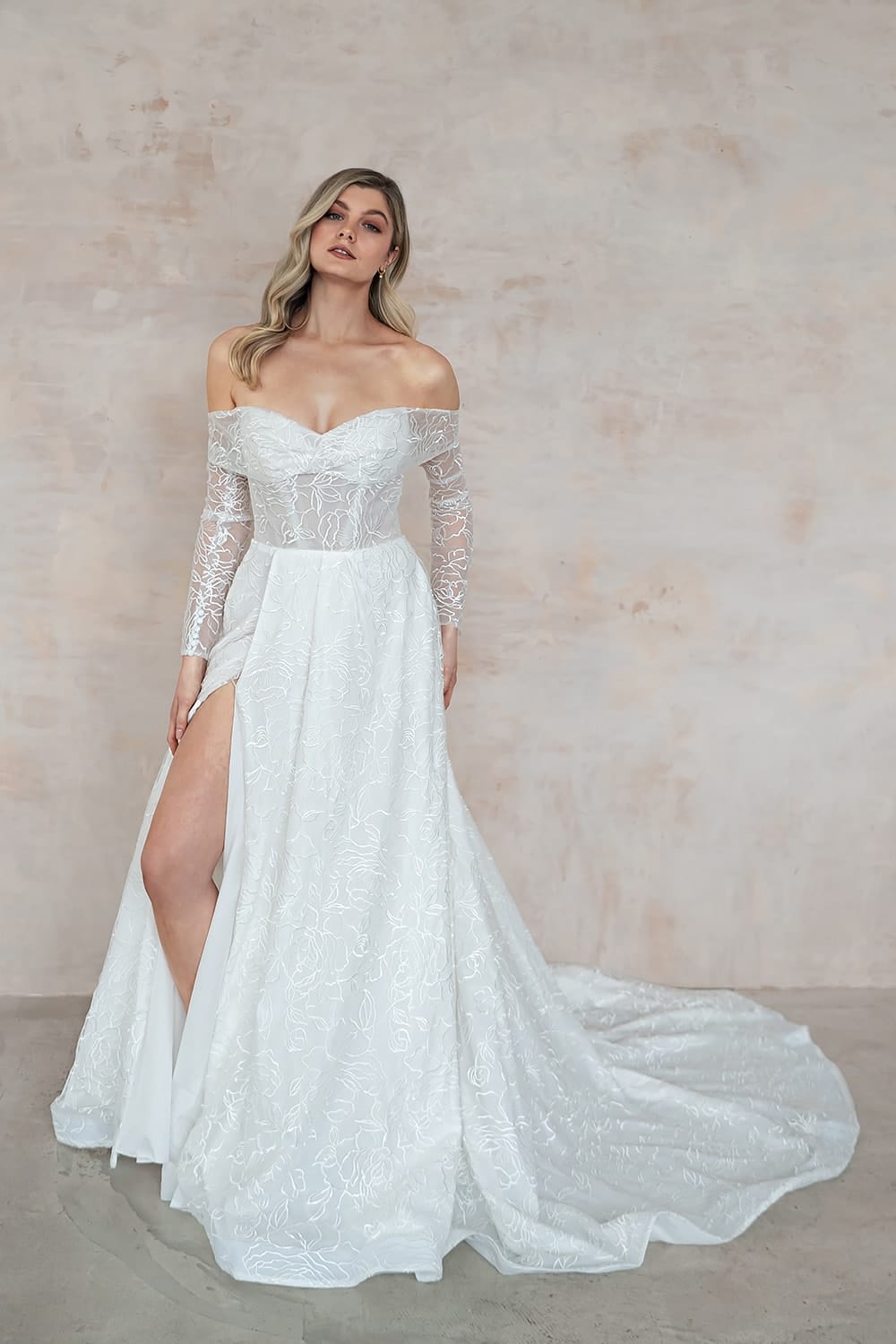 Marlowe off shoulder lace wedding dress Love Spell Design Marlowe UK30310 Wedding Dress Lace Wedding Dress Long Sleeves 2 Love Spell Design