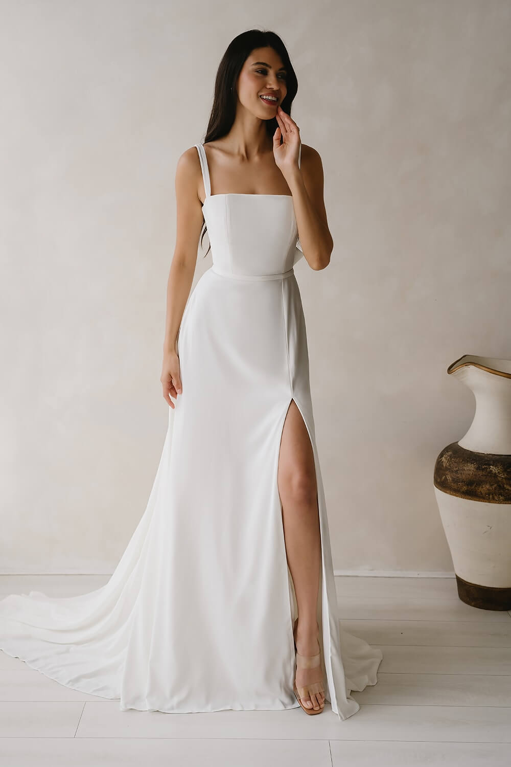 Susie A-line Wedding Dress Love Spell Design Cover photo Square Neck Wedding Dress Bridal Shops London Wedding Dresses With Cap Sleeves Love Spell Design