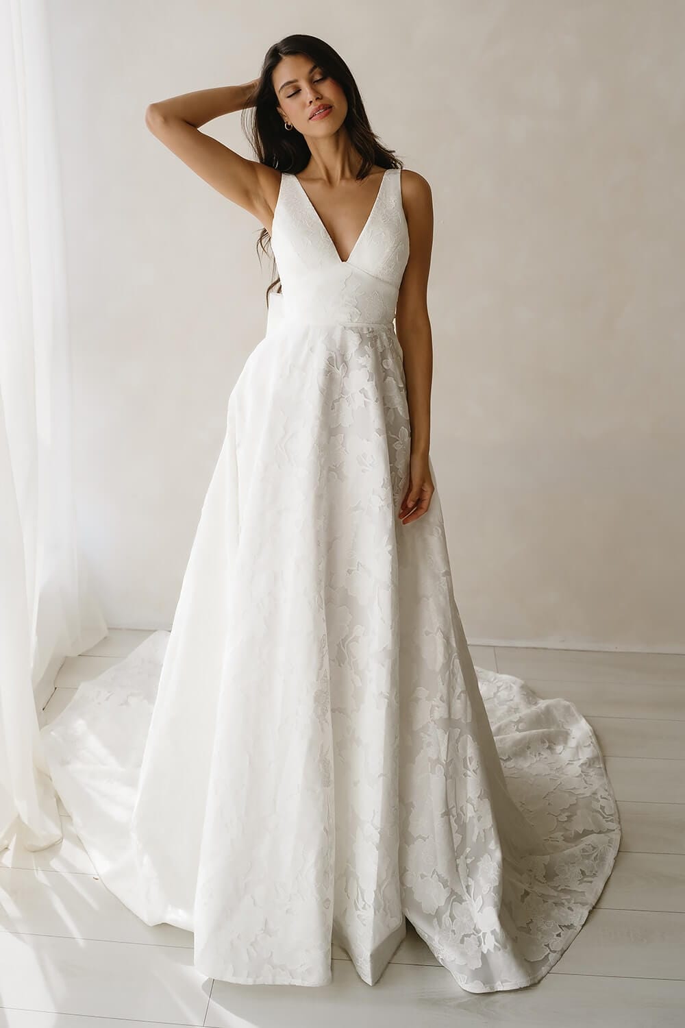 Raven A-line V-neck Wedding Dress Love Spell Design Cover photo Wedding Dresses Summer Bridal Boutiques London Lace Wedding Dresses Love Spell Design
